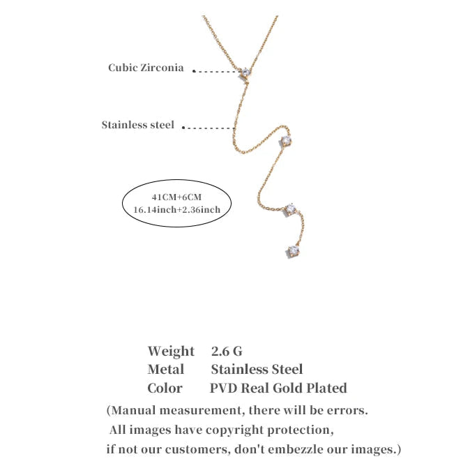 Long Drop Necklace with Cubic Zirconia