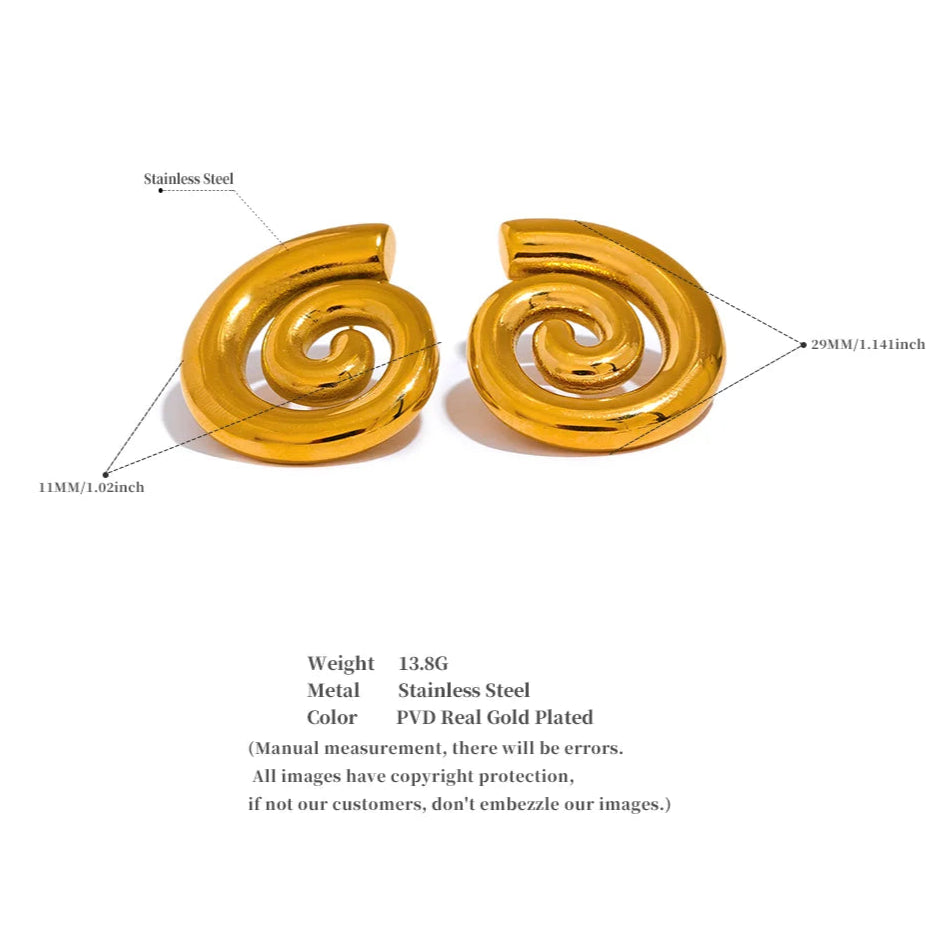 Conch-Inspired Geometric Stud Earrings