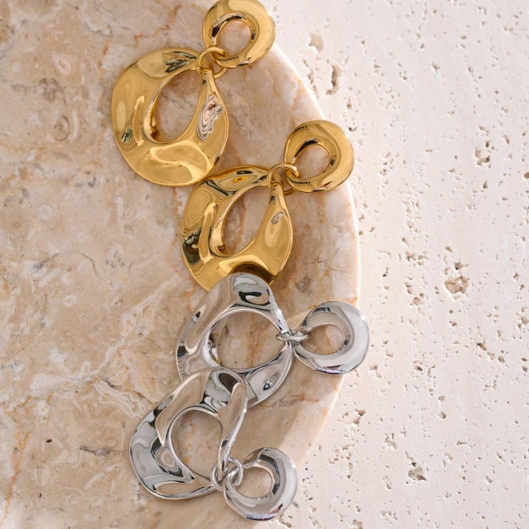 Glossy Geometric Drop Earrings
