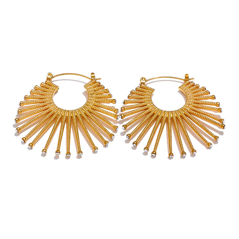 Bold Geometric CZ Hoop Earrings