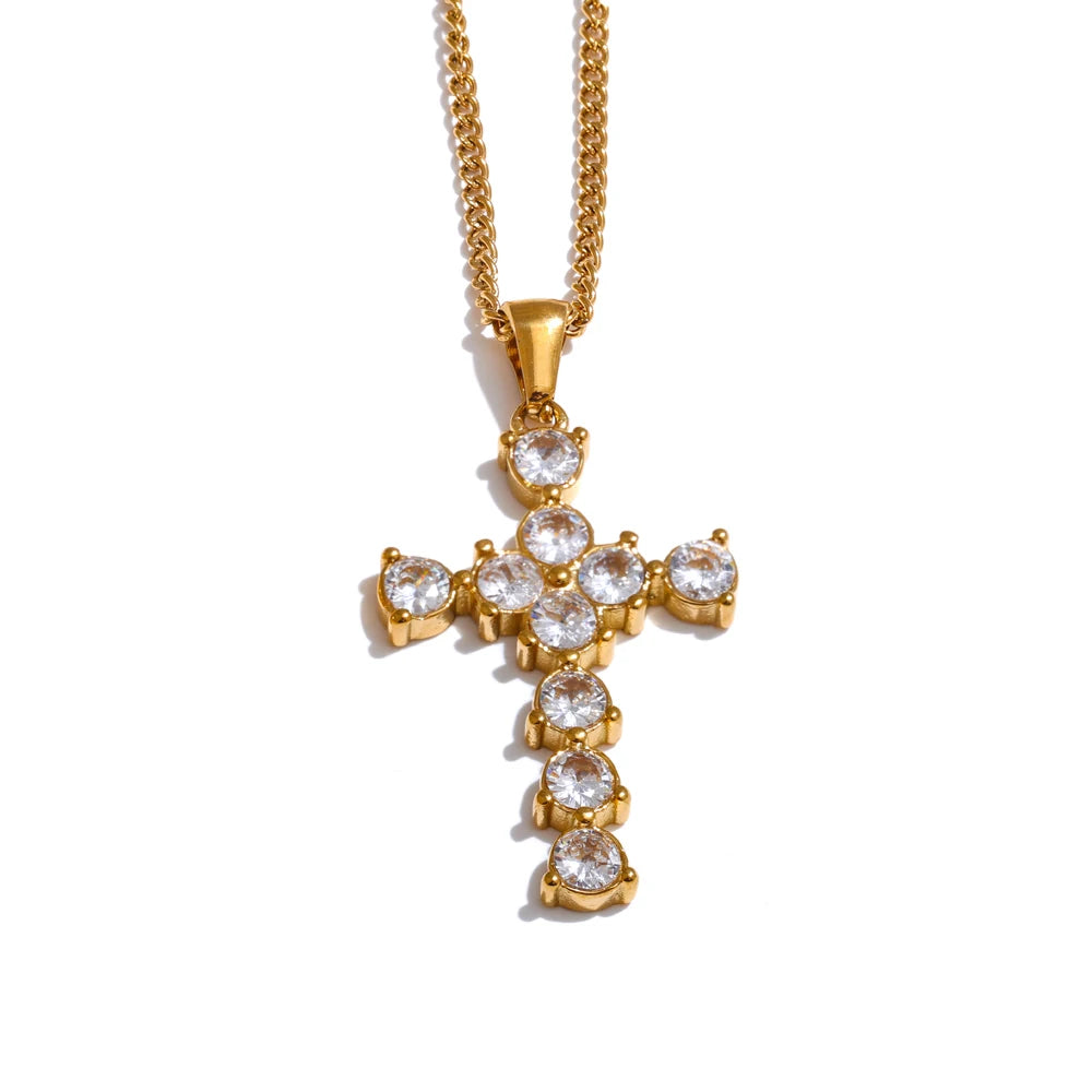 Cubic Zirconia Cross Pendant Necklace