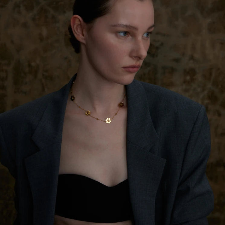 Golden Flower Chain Necklace
