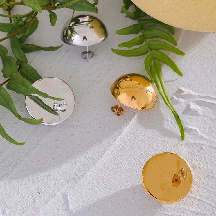 Classic Half-Round Stud Earrings