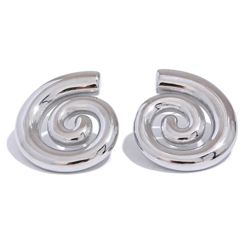 Conch-Inspired Geometric Stud Earrings