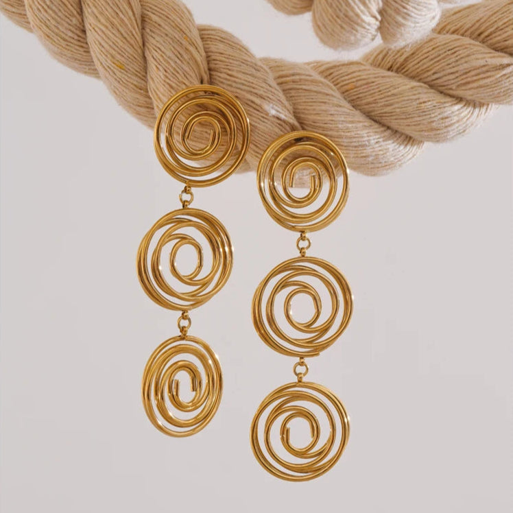 Hollow Round Long Drop Earrings