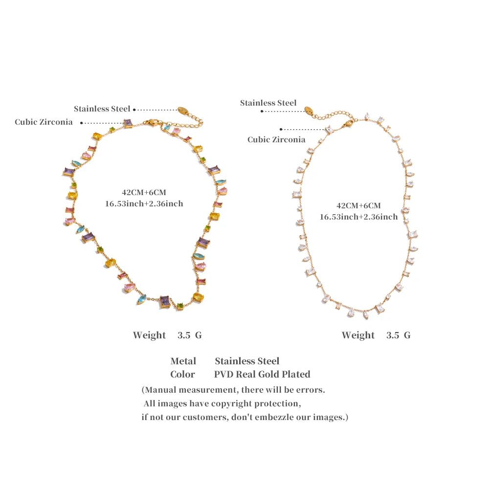 Colorful Cubic Zirconia Chain Necklace