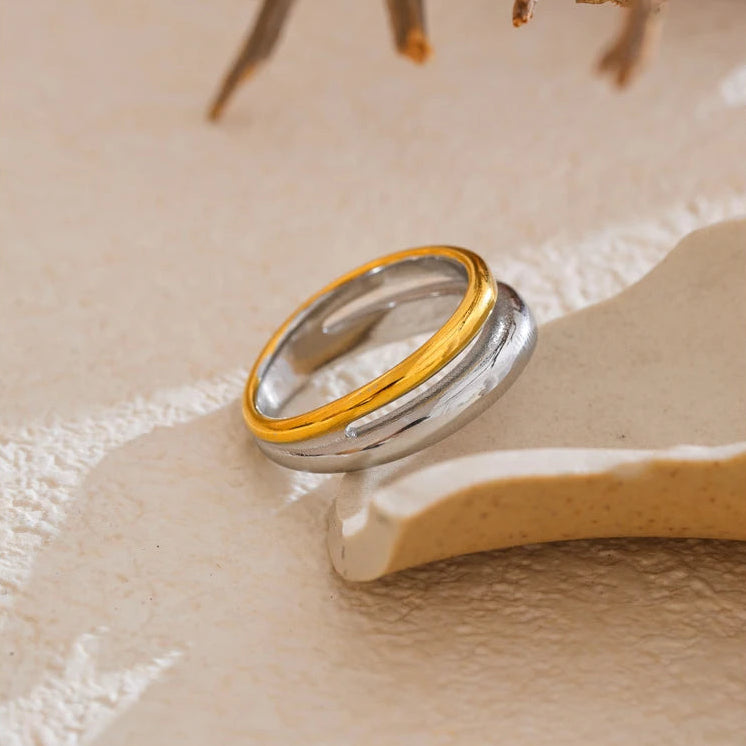 Double Color Geometric Casting Ring