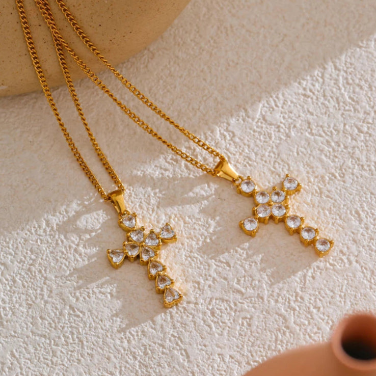 Cubic Zirconia Cross Pendant Necklace