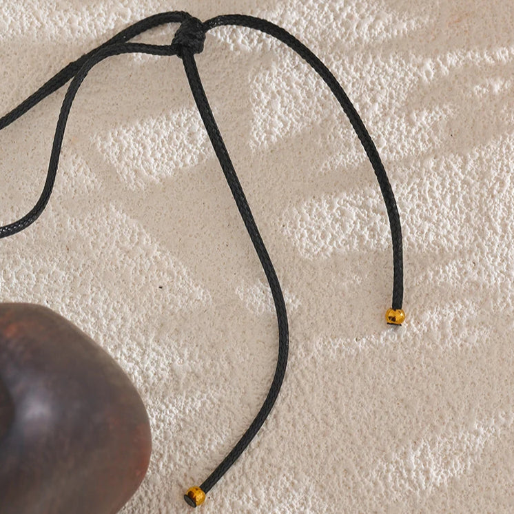 Black Rope Chain Shell Pendant Necklace