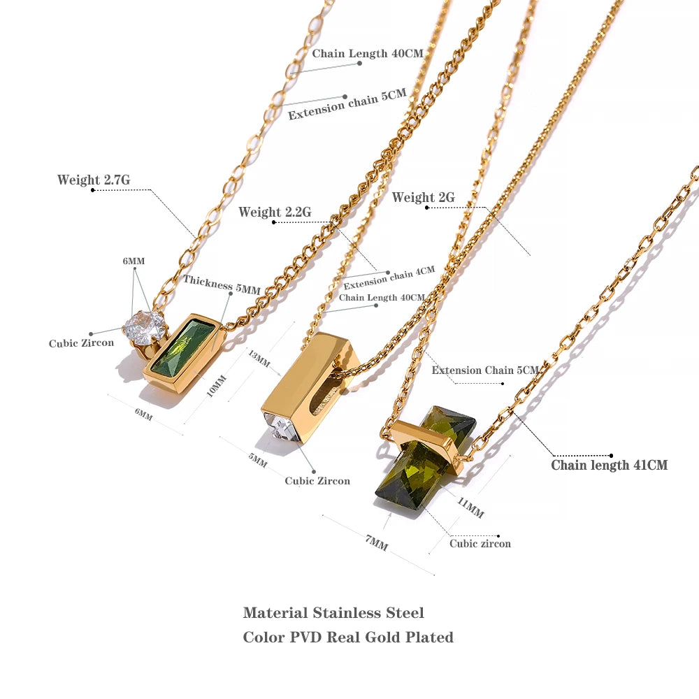 Olive Green Cubic Zirconia Pendant Necklace