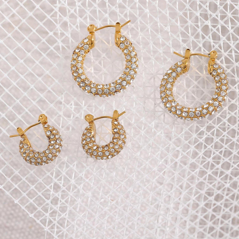 Chunky CZ Huggie Hoop Earrings