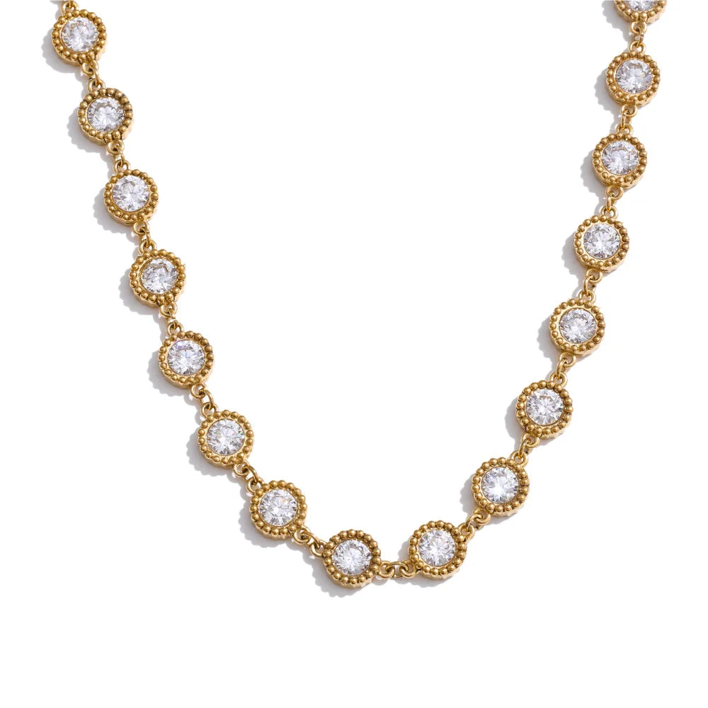 Cubic Zirconia Round Chain Necklace
