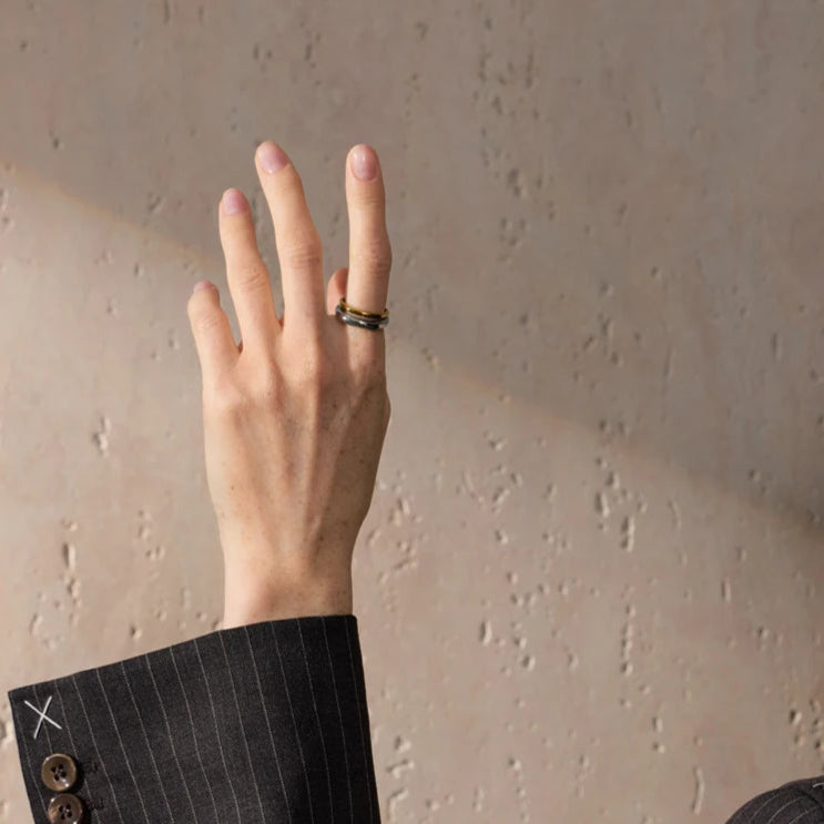 Double Color Geometric Casting Ring