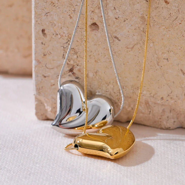 Smooth Thick Heart Pendant Necklace