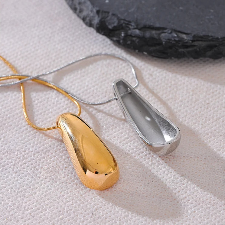 Smooth Water Drop Pendant Necklace
