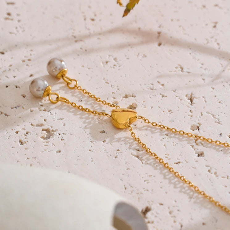 Heart & Pearl Drop Necklace