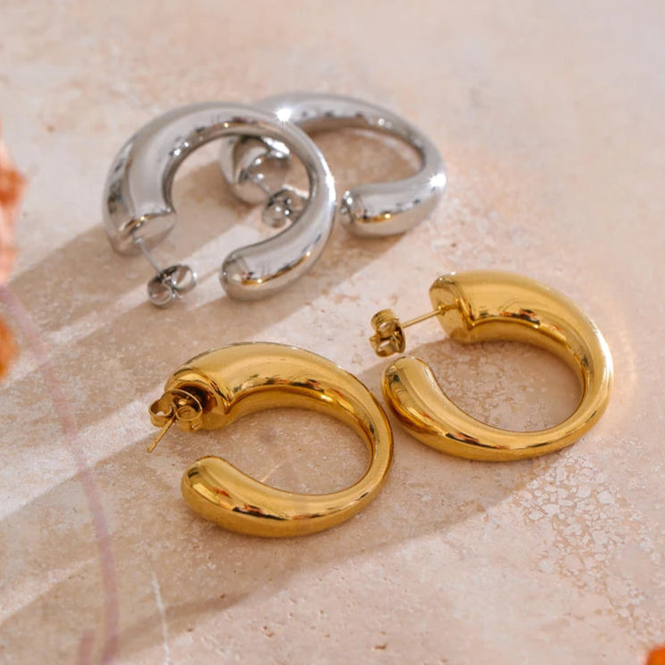 C-Shape Hoop Earrings