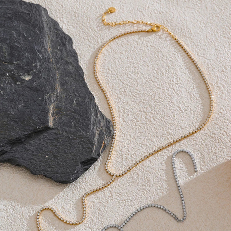 Long Drop Cubic Zirconia Necklace
