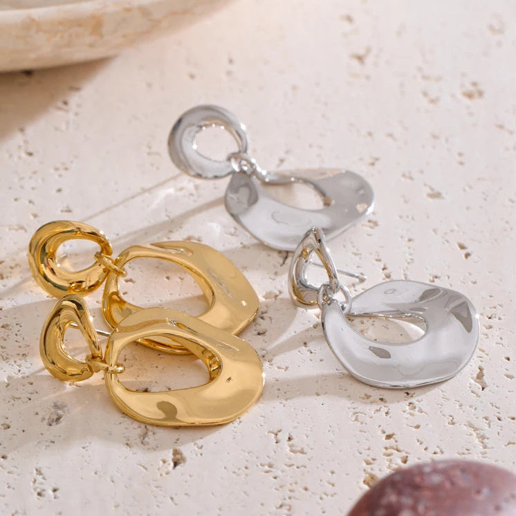 Glossy Geometric Drop Earrings