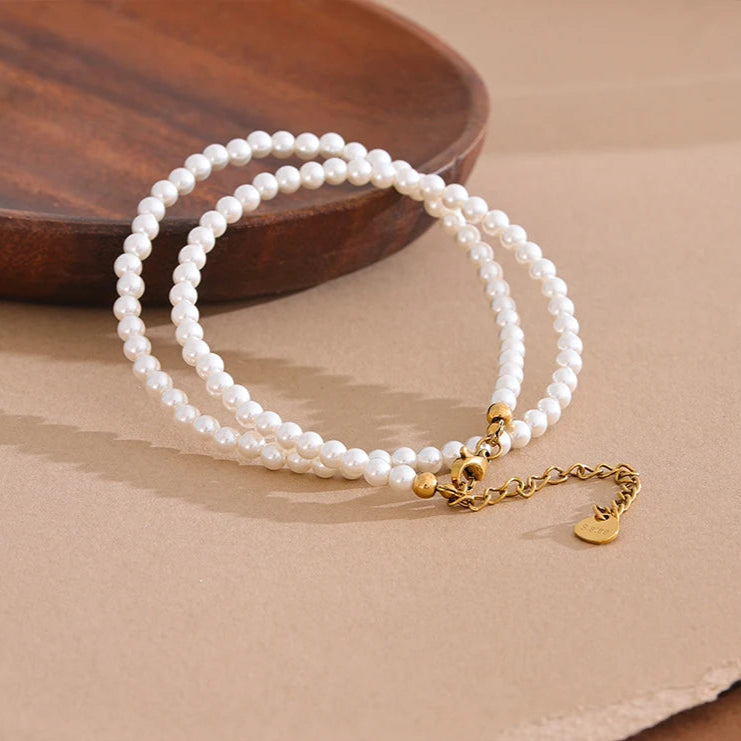 Elegant Beaded Chain Necklace with Imitation Pearls