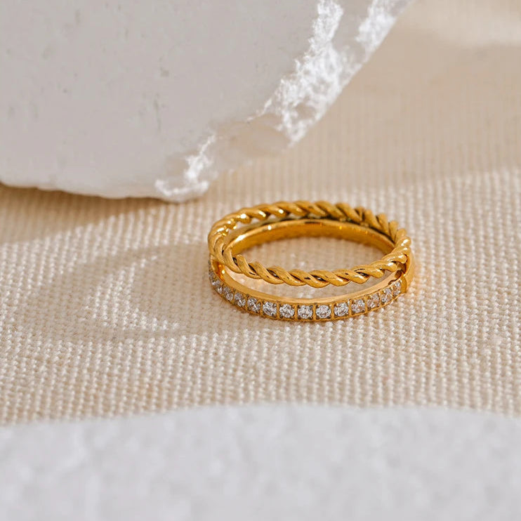 Delicate Double Round Chain Ring