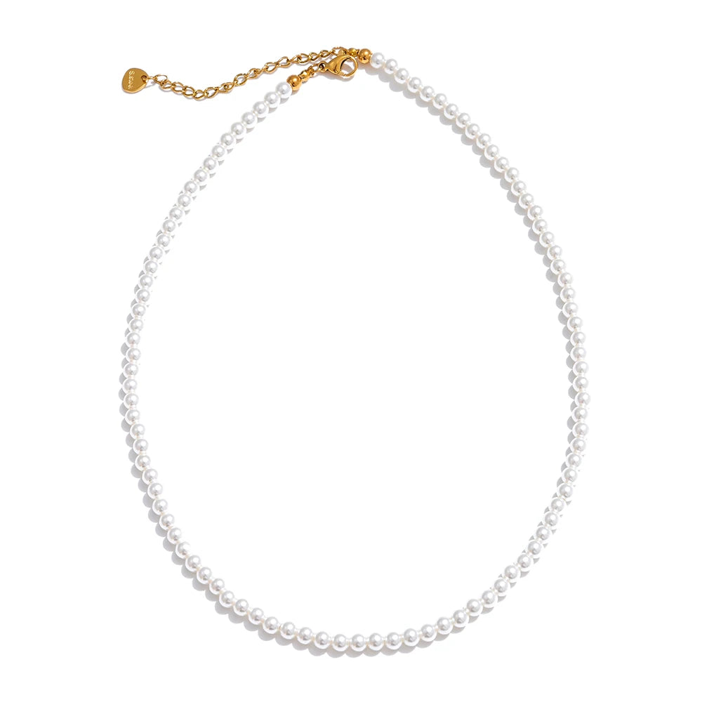 Elegant Beaded Chain Necklace with Imitation Pearls