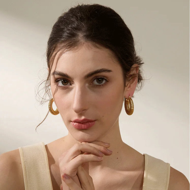 35mm Hollow Round Chunky Hoop Earrings