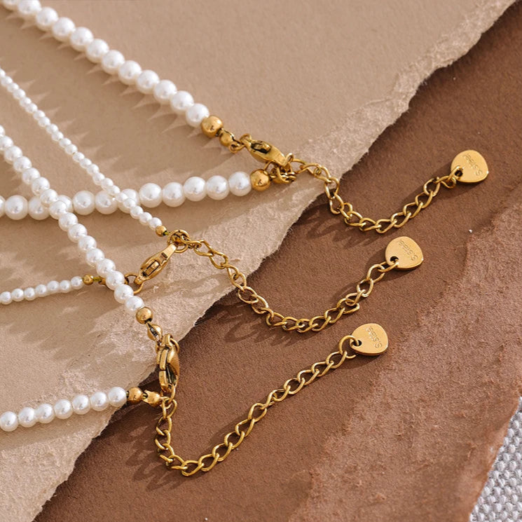 Elegant Beaded Chain Necklace with Imitation Pearls