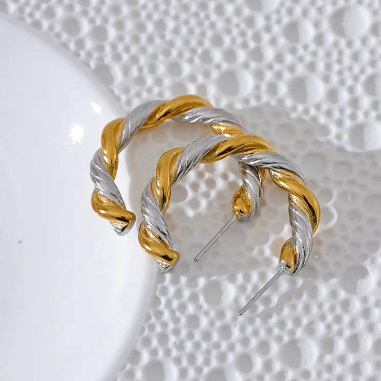 Twisted C-Shape Huggie Earrings