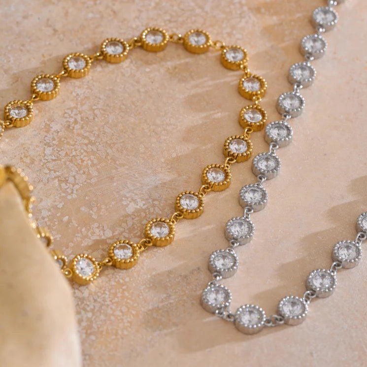 Cubic Zirconia Round Chain Necklace
