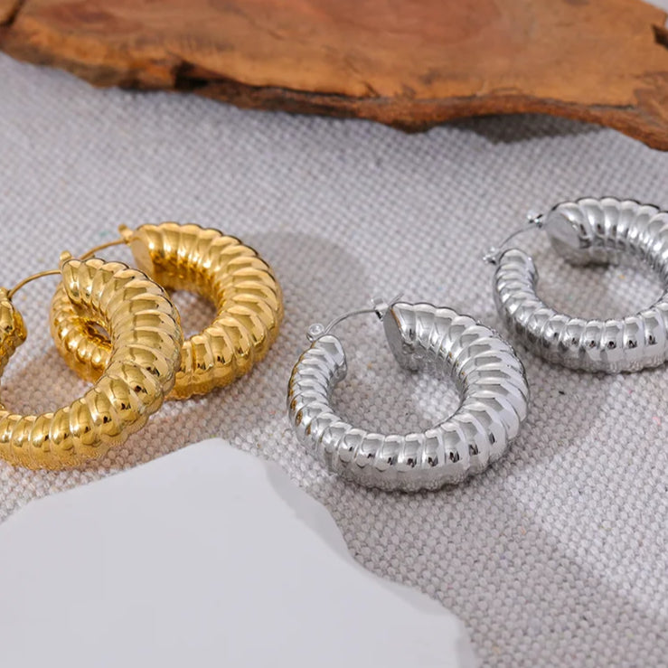 35mm Hollow Round Chunky Hoop Earrings