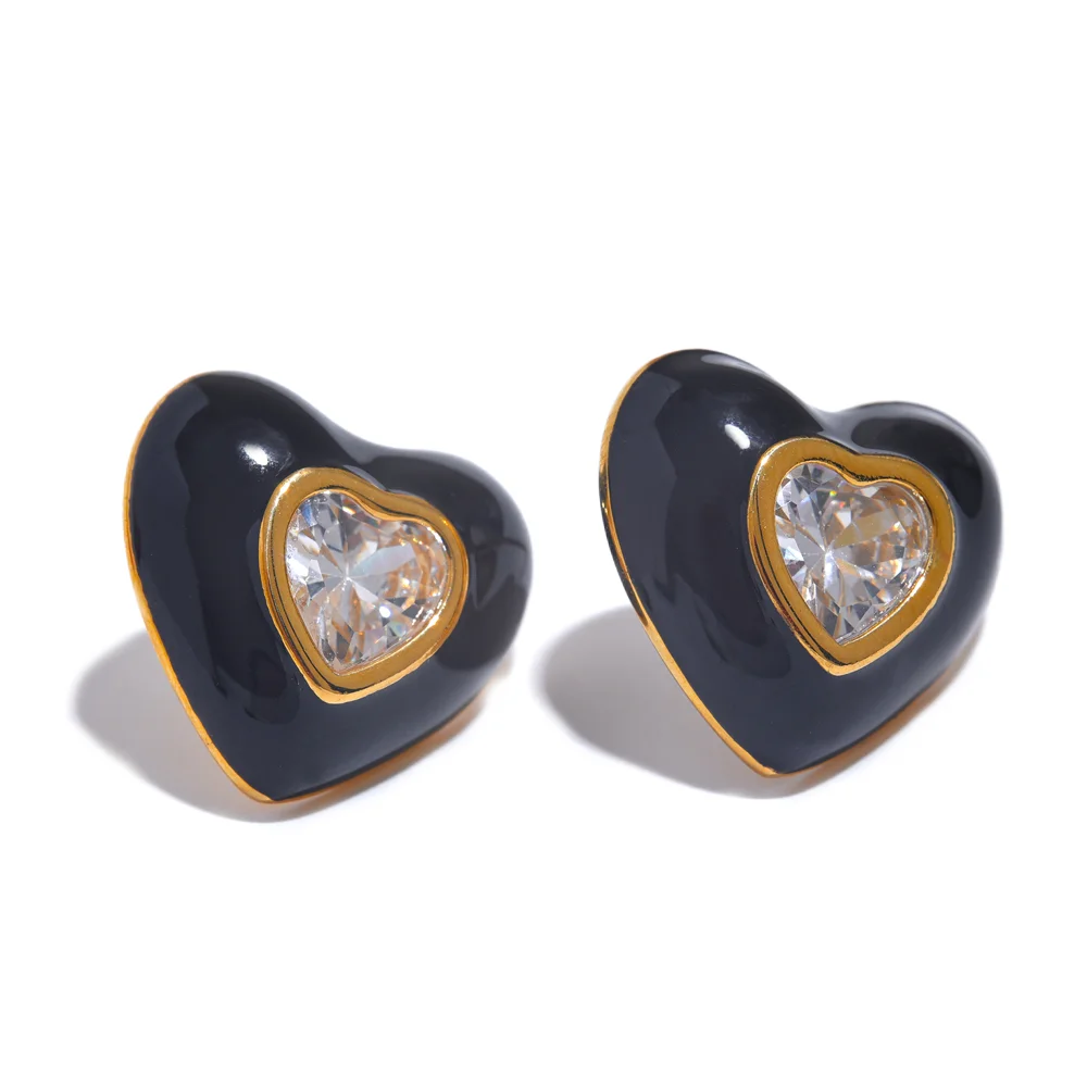 Colorful Heart Stud Earrings