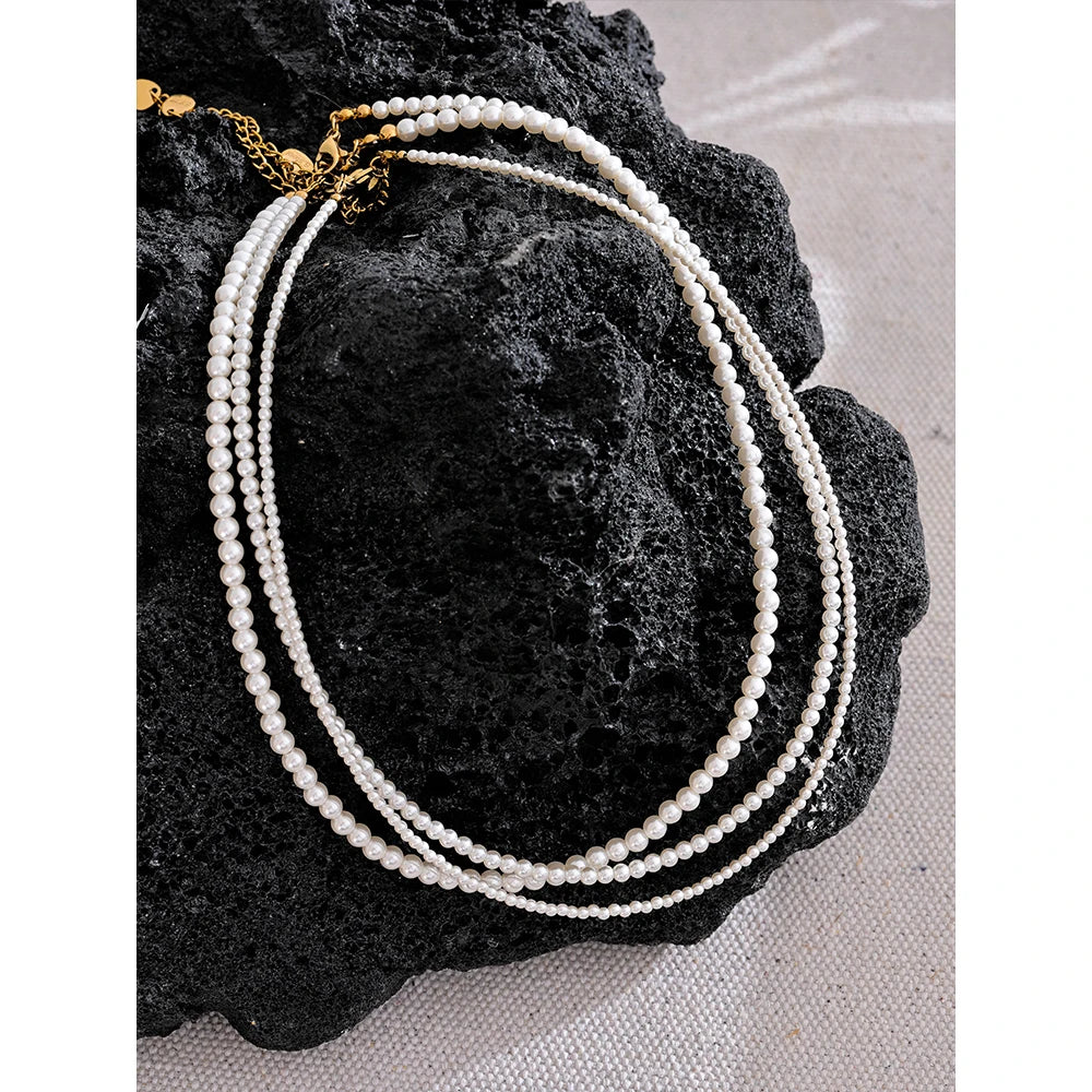 Elegant Beaded Chain Necklace with Imitation Pearls