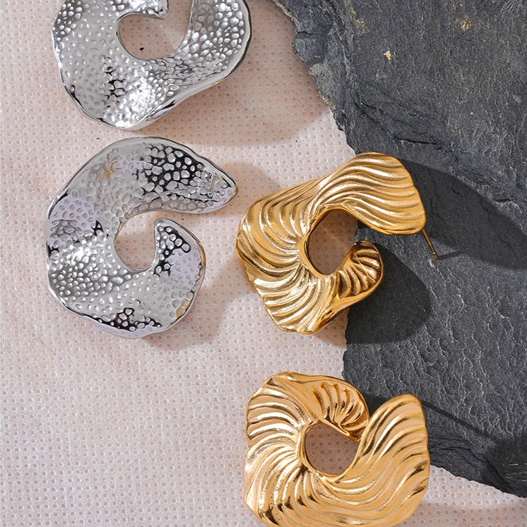 Geometric Irregular Stripe Stud Earrings