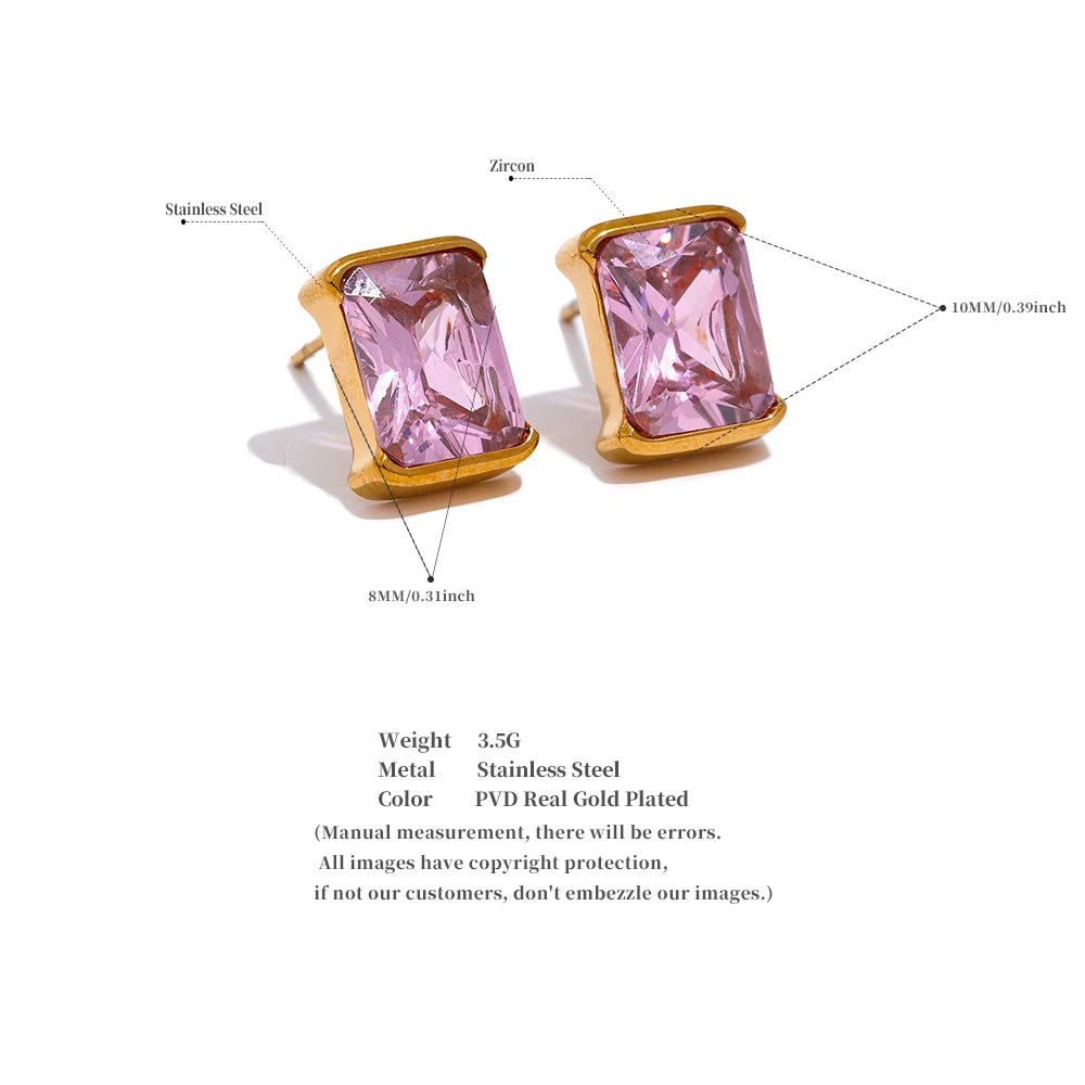 Square AAA Cubic Zirconia Stud Earrings