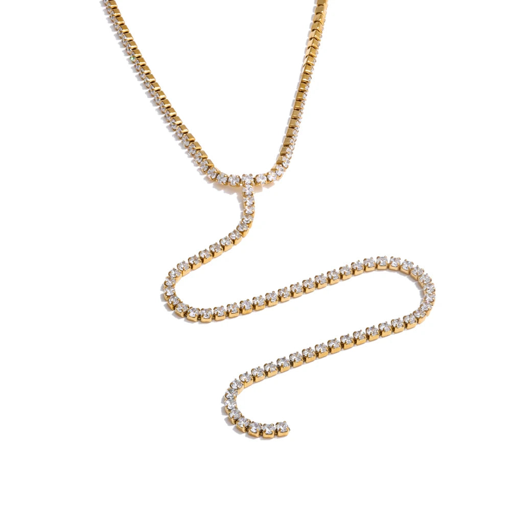 Long Drop Cubic Zirconia Necklace