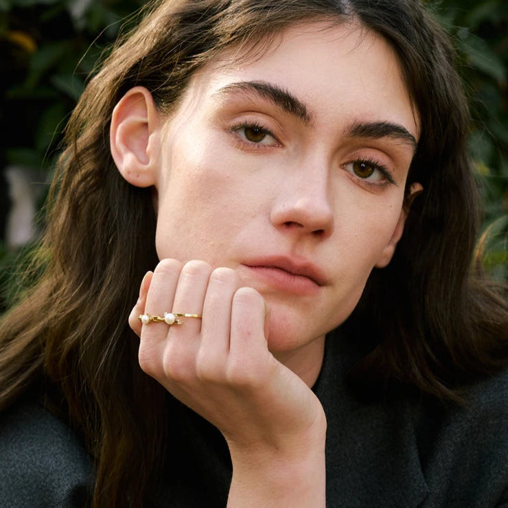 Natural Pearl & Zircon Ring