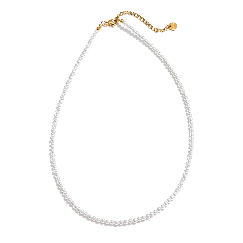 Elegant Beaded Chain Necklace with Imitation Pearls