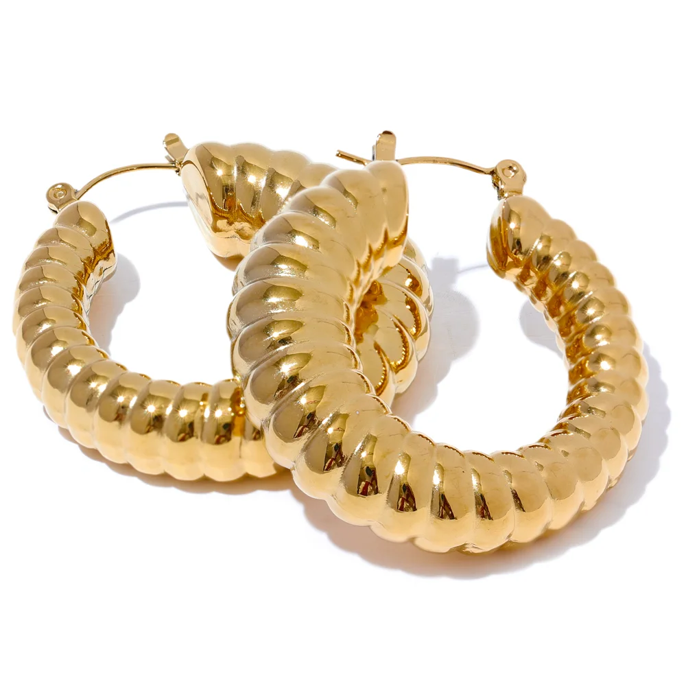 35mm Hollow Round Chunky Hoop Earrings