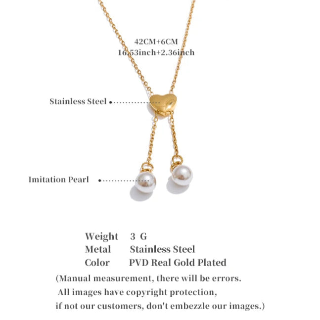 Heart & Pearl Drop Necklace