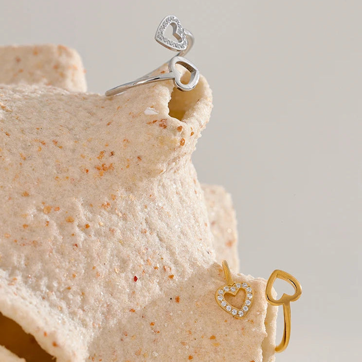 Adjustable Heart Hollow Ring
