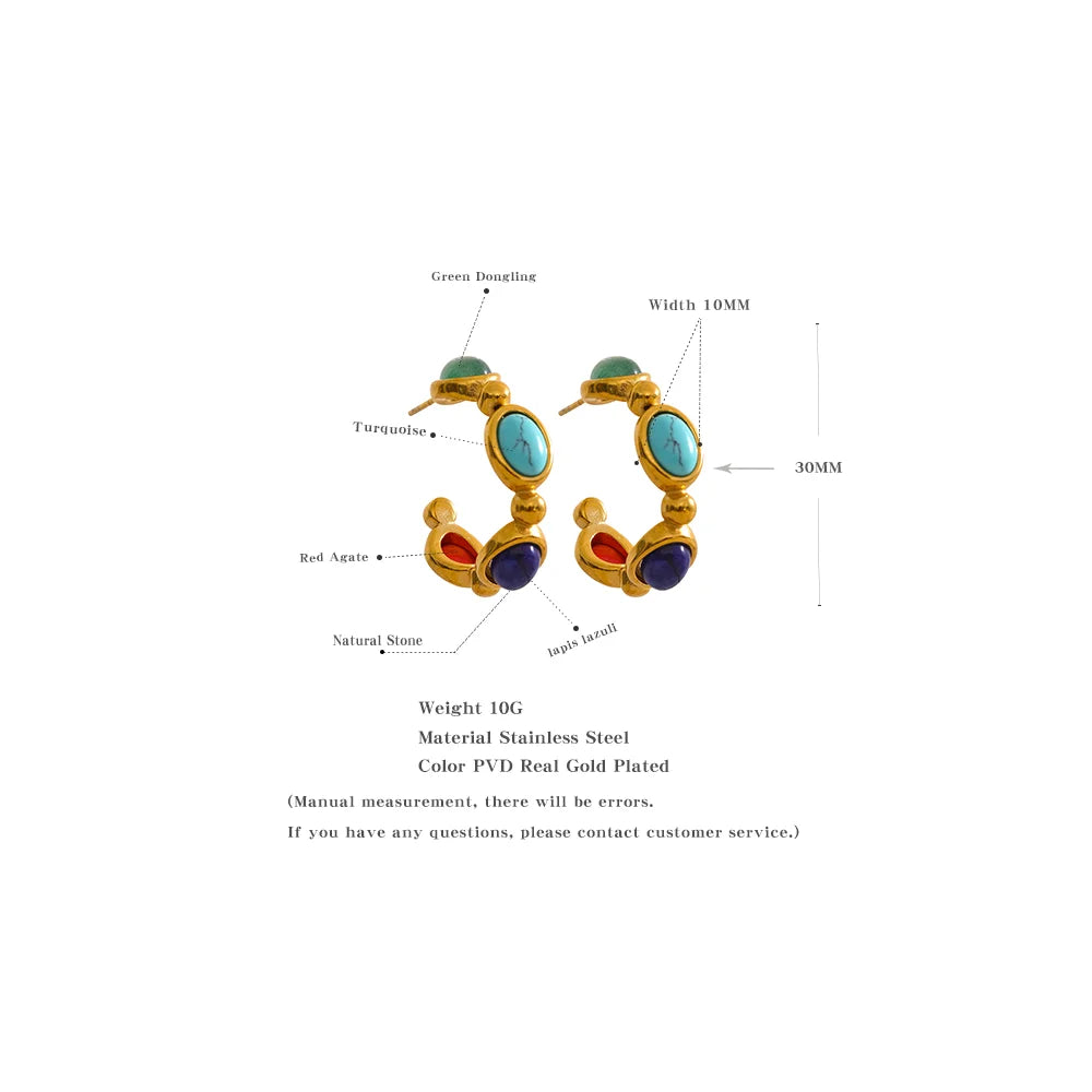 Aria Vintage Stone Hoop Earrings