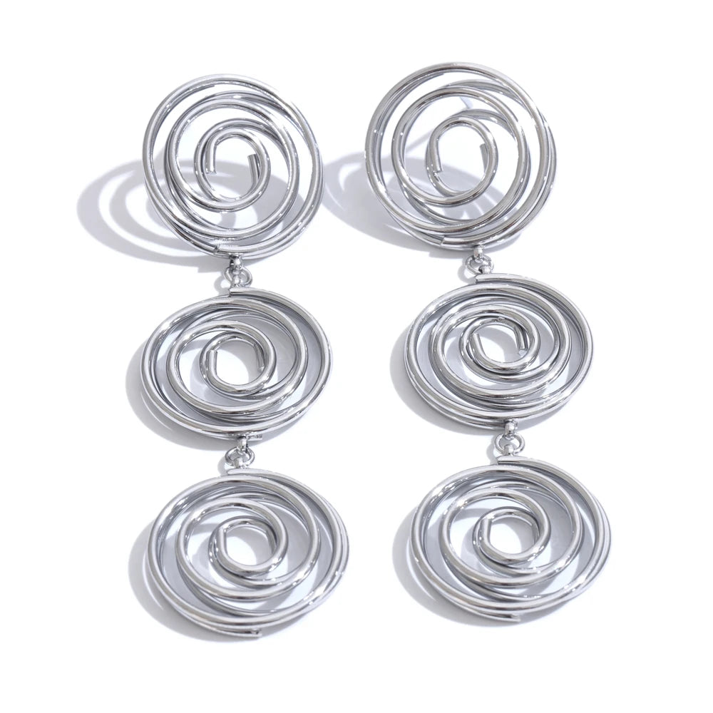 Hollow Round Long Drop Earrings