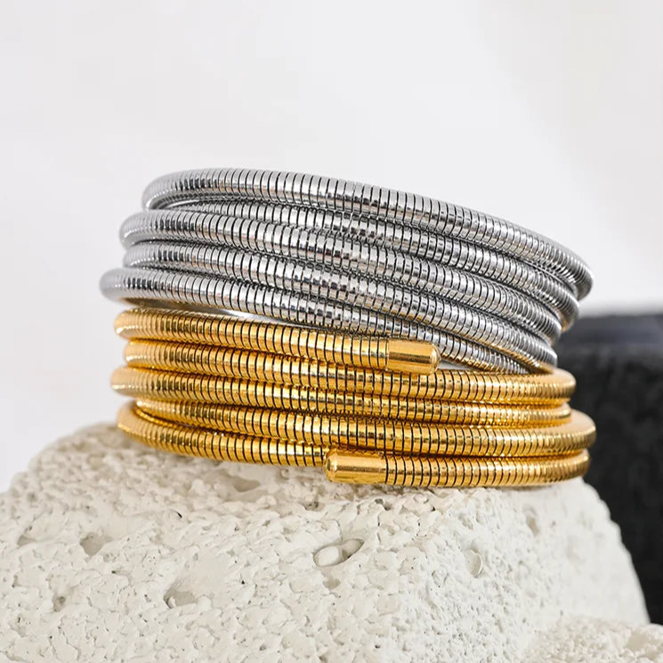Stacked Multi-Layer Wrap Bangle