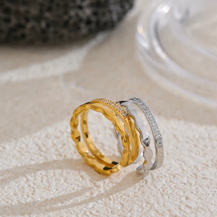 Double Layer CZ Open Ring