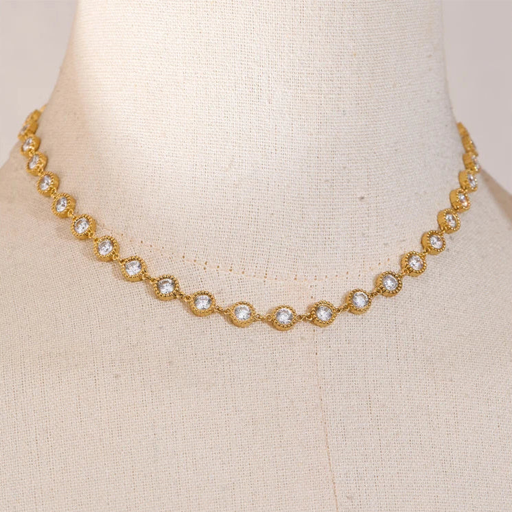 Cubic Zirconia Round Chain Necklace