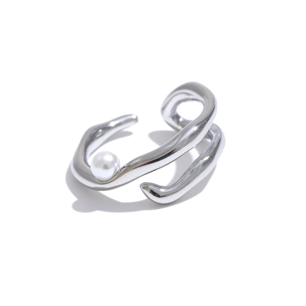 Geometric Open Ring with Pearls