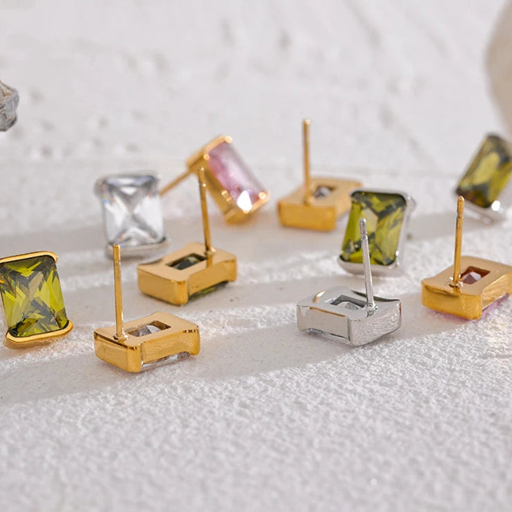 Square AAA Cubic Zirconia Stud Earrings