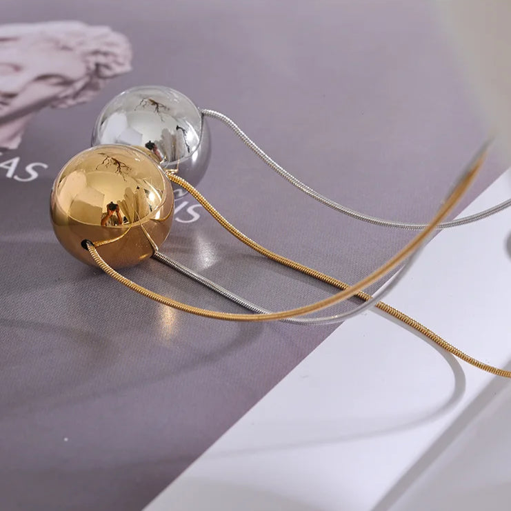 Minimalist Round Bead Pendant Necklace