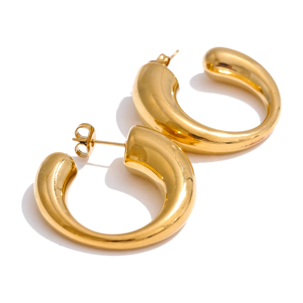 C-Shape Hoop Earrings